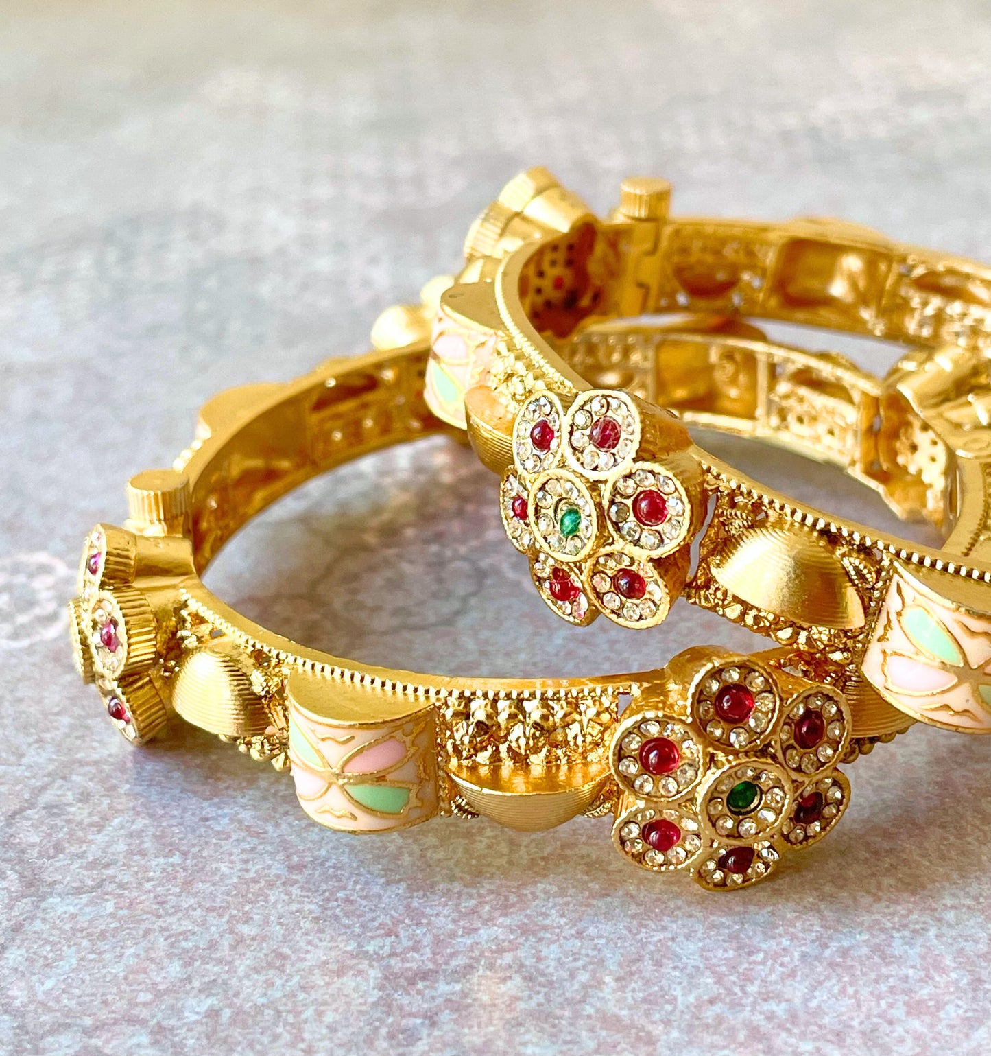 Red Green Floral Kundan