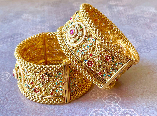 Colourful Floral Kundan Kada