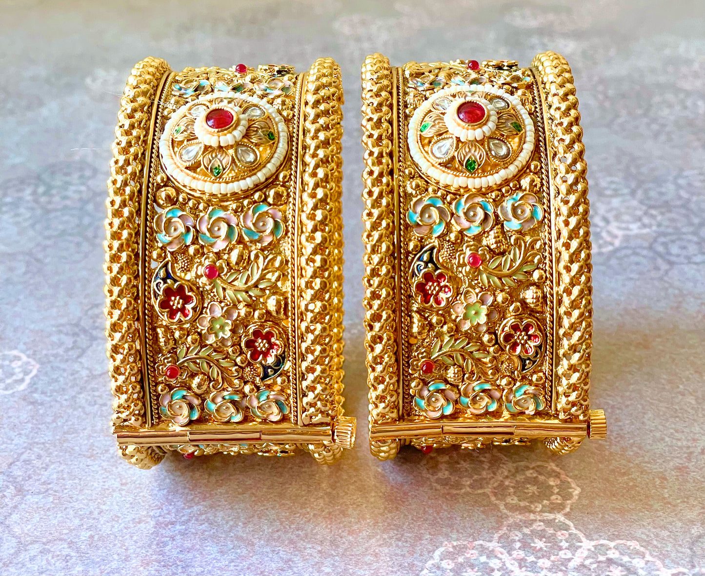 Colourful Floral Kundan Kada